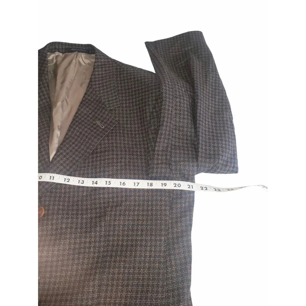 LBM BIANCHI Bozzella & Lesna Italian Blazer Glen Check Wool Silk Men 40R